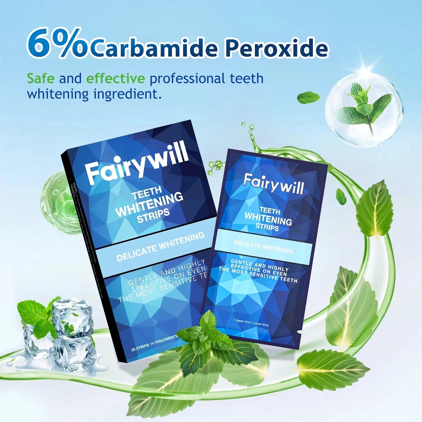 LED Teeth Whitening Strips Kit for Sensitive Teeth - 28 White Strips + 24 Blue Light Accelerator, 20Min Rapid White At-Home Dental Care for Smoking & Coffee Stains