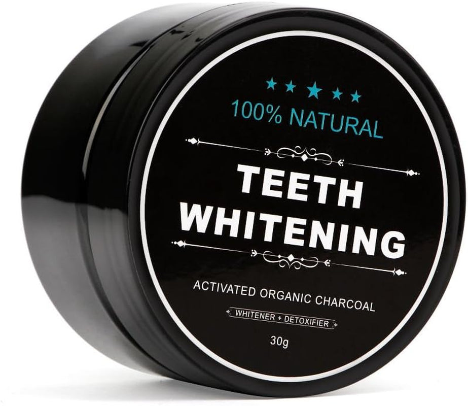 2-Pack Activated Charcoal Teeth Whitening Powder Natural Coconut Teeth Whitener with Bamboo Brush