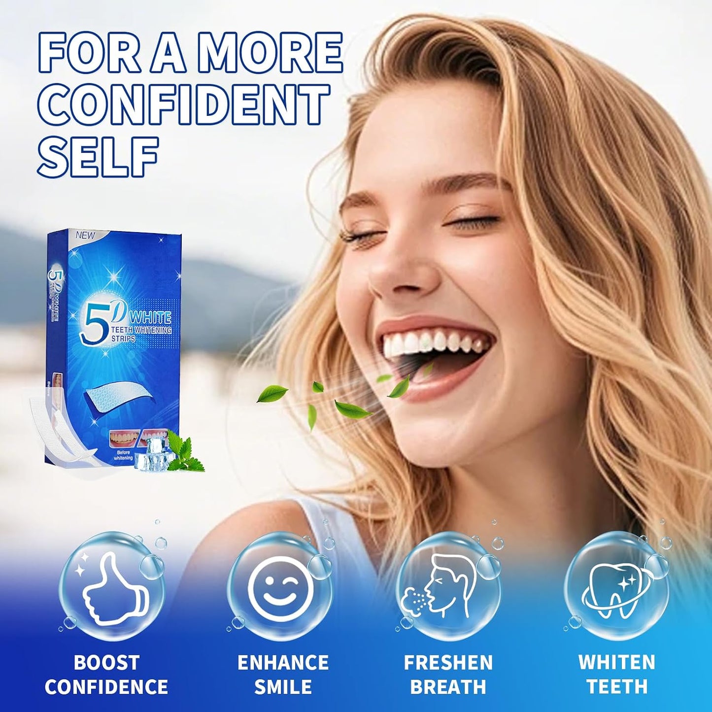 Teeth Whitening Stripes Whitening Kit Whitener Strap Kits for Tooth Oral Care No Sensitivity for Teeth Care 14 Pack 28 Strips (28P)