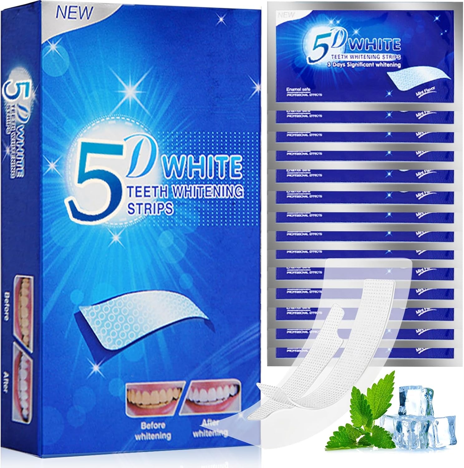 Teeth Whitening Stripes Whitening Kit Whitener Strap Kits for Tooth Oral Care No Sensitivity for Teeth Care 14 Pack 28 Strips (28P)